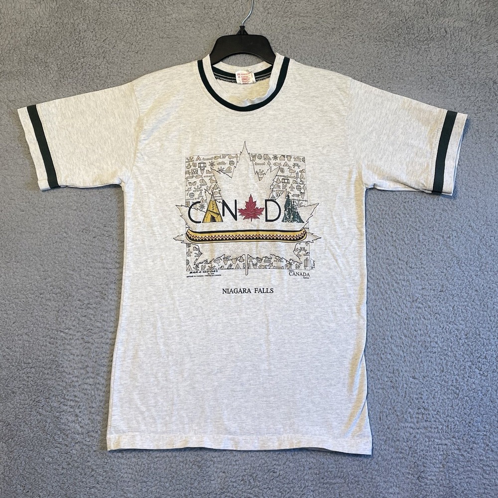 Bar A Quoi Canada Niagara Falls Graphic T Shirt Size L G Ringer Tee